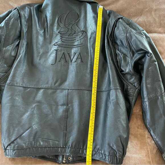 Port Authority Men’s Dark Brown Leather Bomber Jacket Size L with Java Logo - Picture 12 of 12